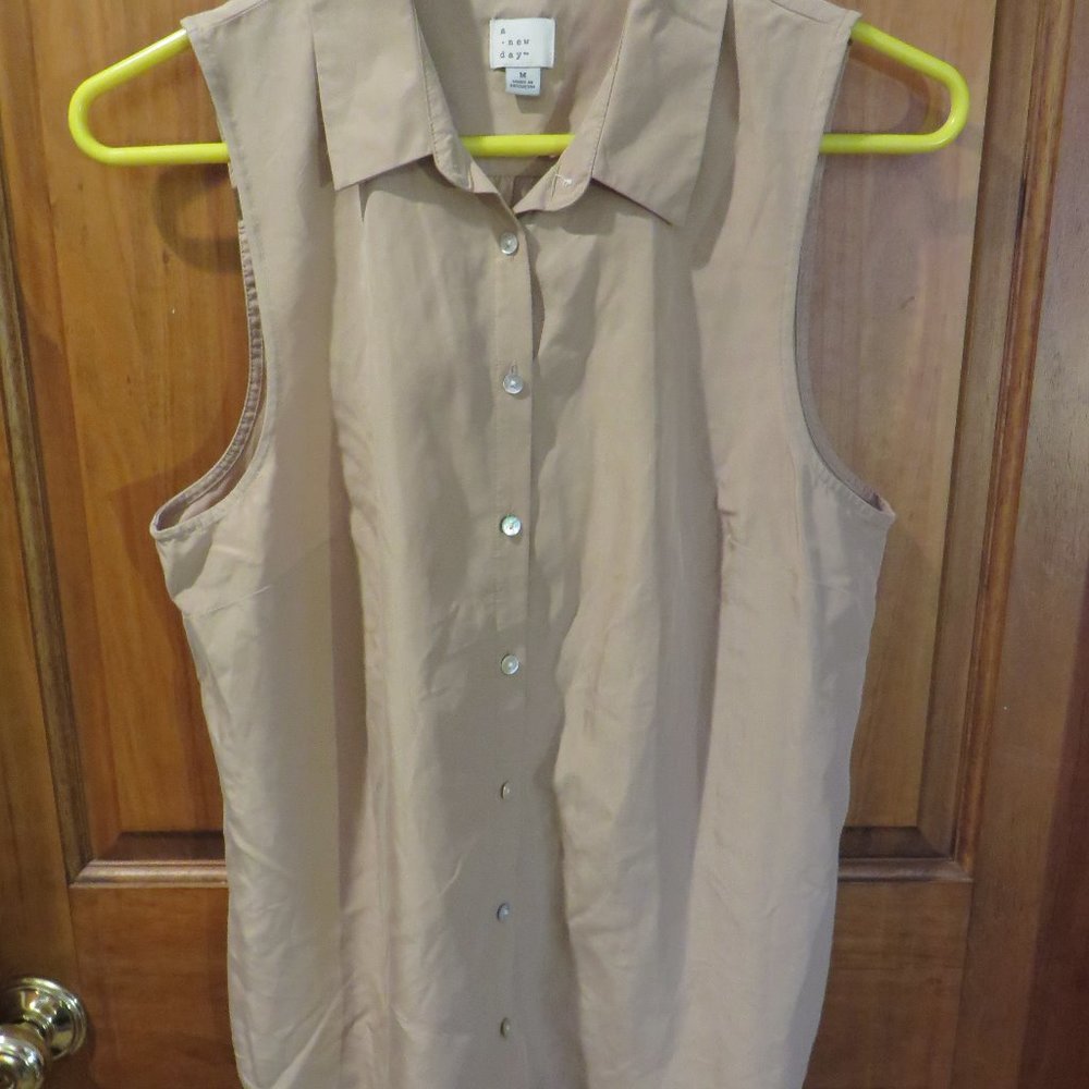 A New Day, Sleeveless Top. - Medium.  Beige.